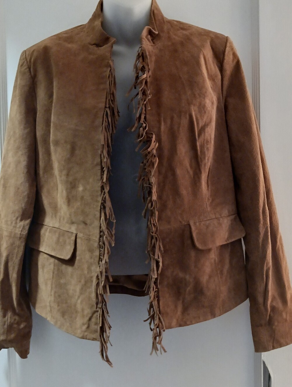 Pamela McCoy Brown Suede Fringe Jacket